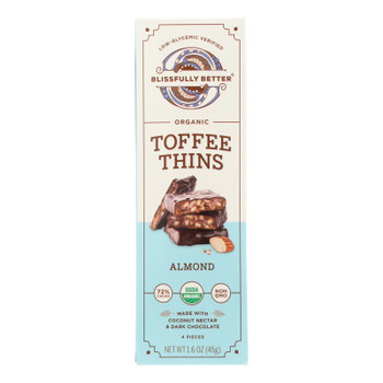 Blissfully Better Low-Glycemic Verified Organic Toffee Thins  - Case of 10 - 1.6 OZ