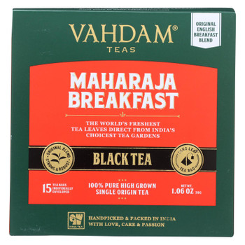 Vahdam Teas - Blck Tea Maharaja Breakfast - Case of 6 - 15 CT
