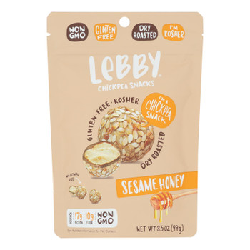 Lebby Snacks - Chickpea Snack Sesame Hny - Case of 6 - 3.5 OZ Lebby Snacks - Chickpea Snack Sesame Hny - Case of 6 - 3.5 OZ