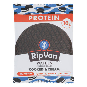 Rip Vanilla Wafels - Wafel Protein Ckies & Cream - Case of 12 - 1.48 OZ