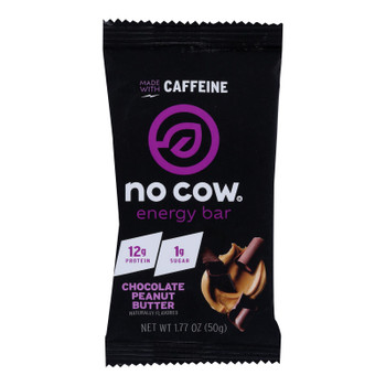 No Cow Bar - Energy Bar Chocolate Peanut Butter - Case of 12 - 1.77 OZ