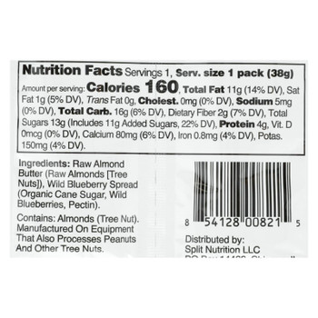 Split Nutrition - Almond Butter & Wld Blbry - Case of 10 - 1.34 OZ
