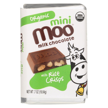 Mini Moo Organic Milk Chocolate With Rice Crisps Bar  - Case of 14 - .07 OZ Mini Moo Organic Milk Chocolate With Rice Crisps Bar  - Case of 14 - .07 OZ
