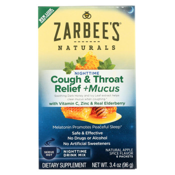Zarbee's Naturals Nighttime Cough & Throat Relief + Mucus Dietary Supplement  - 1 Each - 6 PKT