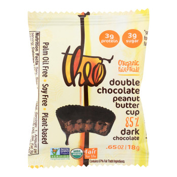 Theo Chocolate - Peanut Butter Cup Double Chocolate - Case of 12 - .65 OZ