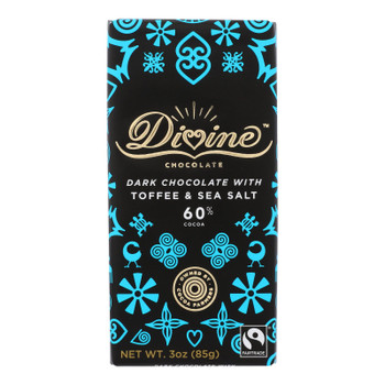 Divine - Bar Dark Chocolate Tof/sslt 60% - Case of 12 - 3 OZ