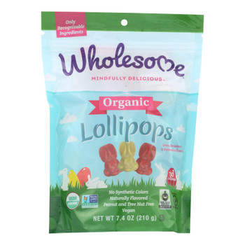 Wholesome Lemon, Strawberry & Watermelon Organic Lollipops, Lemon, Strawberry & Watermelon - Case of 12 - 7.4 OZ