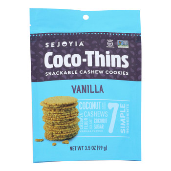 Sejoyia Coco-Thins Snackable Cashew Cookies - Case of 6 - 3.5 OZ