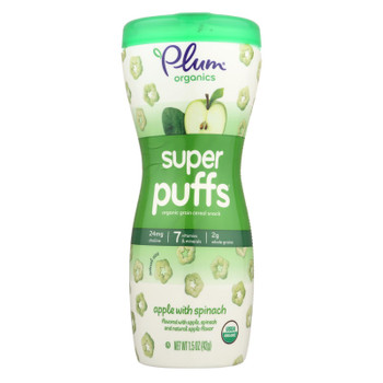 Plum Organics - Spr Puff Green Spnc Apple - Case of 4 - 1.5 OZ