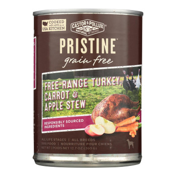 Castor & Pollux Wet Dog Food, Pristine Grain-Free Free-Range Turkey, Carrot & Apple Stew  - Case of 12 - 12.7 OZ Castor & Pollux Wet Dog Food, Pristine Grain-Free Free-Range Turkey, Carrot & Apple Stew  - Case of 12 - 12.7 OZ