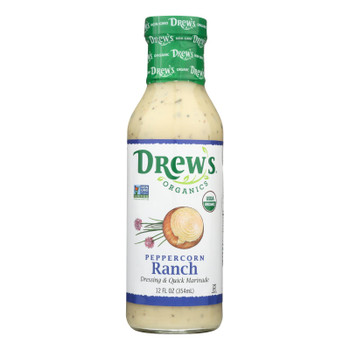 Drew's Organics Organic Dressing & Quick Marinade, Peppercorn Ranch  - Case of 6 - 12 FZ