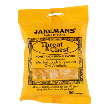 Jakeman's Throat & Chest Honey And Lemon Flavored Menthol Cough Suppressant Oral Anesthetic  - 1 Each - 30 CT Jakeman's Throat & Chest Honey And Lemon Flavored Menthol Cough Suppressant Oral Anesthetic  - 1 Each - 30 CT