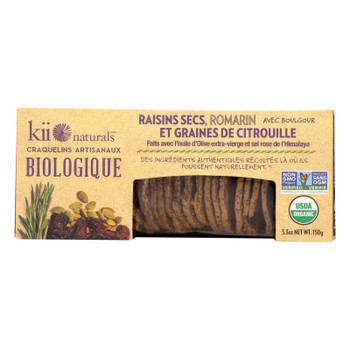 Kii Naturals Organic Raisin, Rosemary & Pumpkin Seed Artisan Crisps  - Case of 6 - 5.3 OZ Kii Naturals Organic Raisin, Rosemary & Pumpkin Seed Artisan Crisps  - Case of 6 - 5.3 OZ