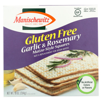 Manischewitz Garlic Rosemary Gluten Free Matzo Style Squares  - Case of 12 - 10 OZ