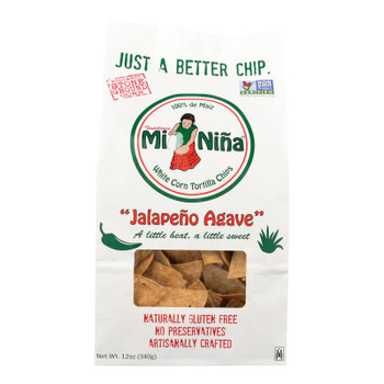 Mi Nina's White Corn Tortilla Chips With Jalapeno Aguave  - Case of 9 - 12 OZ Mi Nina's White Corn Tortilla Chips With Jalapeno Aguave  - Case of 9 - 12 OZ