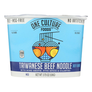 One Culture Foods Taiwanese Beef Noodle Cup  - Case of 8 - 3.73 OZ