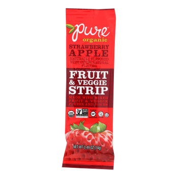 Pure Organic Strawberry Apple Fruit & Veggie Strip Fruit Snacks  - Case of 24 - .49 OZ Pure Organic Strawberry Apple Fruit & Veggie Strip Fruit Snacks  - Case of 24 - .49 OZ