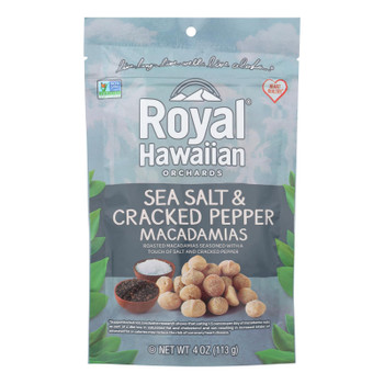 Royal Hawaiian Orchards Macadamias, Sea Salt & Cracked Pepper  - Case of 6 - 4 OZ