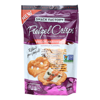 Snack Factory Bacon Habanero Pretzel Crisps  - Case of 12 - 7.2 OZ