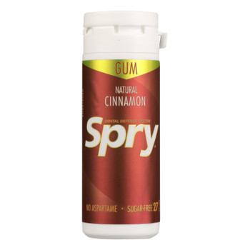 Spry All Natural Cinnamon Chewing Gum  - Case of 6 - 27 CT