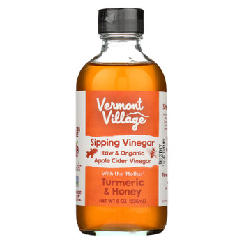 Vermont Village Apple Cider Sipping Vinegar, Turmeric & Honey  - Case of 6 - 8 FZ