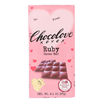 Chocolove Xoxox - Bar Chocolate Ruby Pink Val - Case of 24 - 3.2 OZ