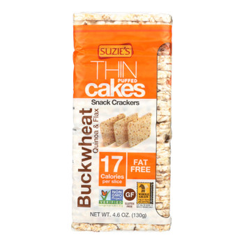 Suzie's, Thin Cakes Puffed Crackers, Buckwheat, Quinoa & Flax - Case of 12 - 4.6 OZ