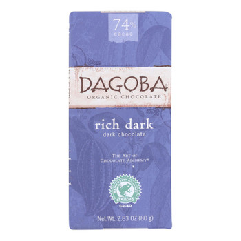 Dagoba Organic Chocolate - Chocolate Bar Rich Dark - Case of 12-2.83 OZ