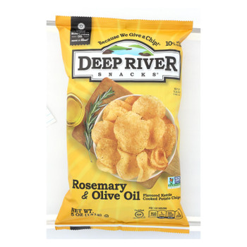 Deep River Snacks Rosemary & Olive Oil Kettle Chips  - Case of 12 - 5 OZ