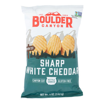 Boulder Canyon Natural Foods - Kettle Chips Wht Cheddar - Case of 12 - 6 OZ Boulder Canyon Natural Foods - Kettle Chips Wht Cheddar - Case of 12 - 6 OZ