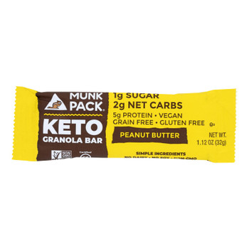 Munk Pack - Green Bar Peanut Butter Keto - Case of 6 - 4/1.12OZ