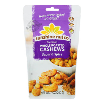 Sunshine Nut Company - Cashews Sugar N Spice Roasted - Case of 6 - 7 OZ Sunshine Nut Company - Cashews Sugar N Spice Roasted - Case of 6 - 7 OZ