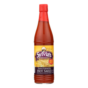 Sylvia's Triple Strength Hot Sauce With Aged Cayenne Pepper  - Case of 24 - 6 FZ Sylvia's Triple Strength Hot Sauce With Aged Cayenne Pepper  - Case of 24 - 6 FZ
