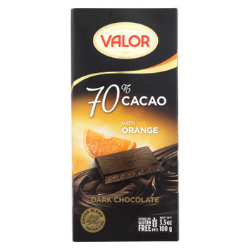 Valor Dark Chocolate With Orange Chocolate Bar  - Case of 17 - 3.5 OZ