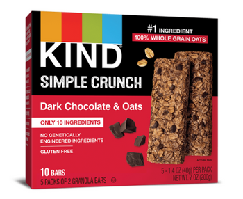 Kind - Simple Crunch Dk Choc&oat - Case of 12 - 5/1.4 OZ