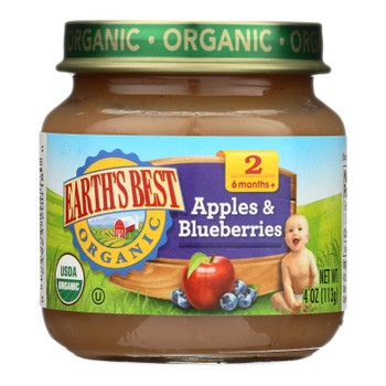 Earth's Best - Stage 2 Apple Blueberry - Case of 10-4 OZ