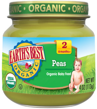 Earth's Best - Stage 2 Peas - Case of 10-4 OZ