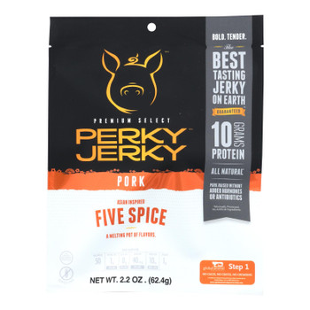 Perky Jerky Asian Inspired Five Spice Pork Jerky  - Case of 8 - 2.2 OZ