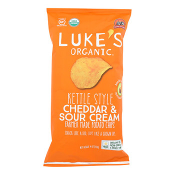 Luke's Organic - Kettle Chips Ched Srcrm - Case of 9 - 4 OZ Luke's Organic - Kettle Chips Ched Srcrm - Case of 9 - 4 OZ