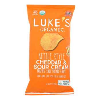 Luke's Organic - Kettle Chips Ched Srcrm - Case of 9 - 4 OZ