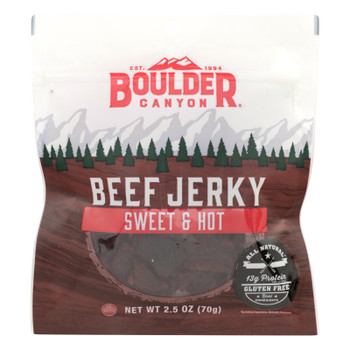 Boulder Canyon Natural Foods - Beef Jerky Sweet&hot - Case of 8 - 2.5 OZ Boulder Canyon Natural Foods - Beef Jerky Sweet&hot - Case of 8 - 2.5 OZ