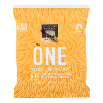 Endangered Species Chocolate - Dark Chocolate Rice Crisp 60%cca - Case of 12-1.5 OZ Endangered Species Chocolate - Dark Chocolate Rice Crisp 60%cca - Case of 12-1.5 OZ