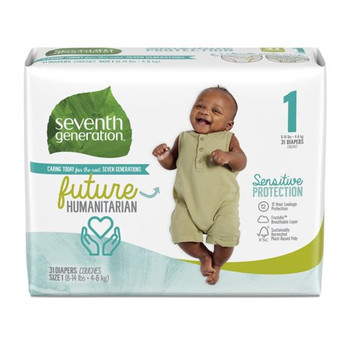 Seventh Generation - Baby Diaper Stage 1 8-14 Lb - Case of 4-31 CT