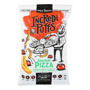 Incredi Puffs - Snack Puff Saucilian Pizza - Case of 12-6 OZ Incredi Puffs - Snack Puff Saucilian Pizza - Case of 12-6 OZ