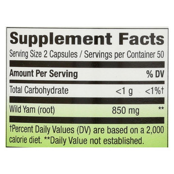 Nature's Way Wild Yam Root - 850 mg - 100 Capsules Nature's Way Wild Yam Root - 850 mg - 100 Capsules