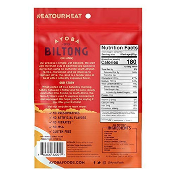 Ayoba-yo - Biltong South African Jerky - Spicy - Case of 8 - 2 oz.