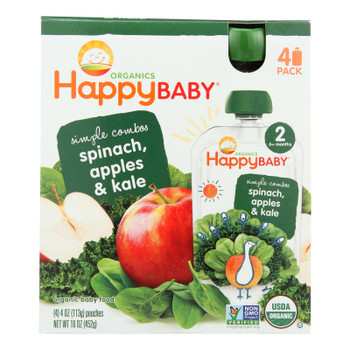 Happy Baby - Stage 2 Apple Spin Kale - Case of 4-4/3.5 OZ Happy Baby - Stage 2 Apple Spin Kale - Case of 4-4/3.5 OZ