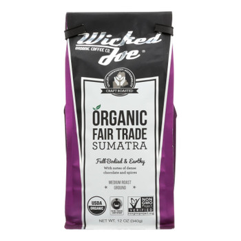 Wicked Joe Organic Sumatra Ground Coffee  - Case of 6 - 12 OZ Wicked Joe Organic Sumatra Ground Coffee  - Case of 6 - 12 OZ