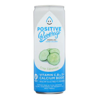 Positive H20 - Sparkling Bev Crisp Cucumber - Case of 12 - 12 FZ Positive H20 - Sparkling Bev Crisp Cucumber - Case of 12 - 12 FZ