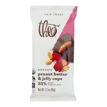 Theo Chocolate - Cups Peanut Butter & Jelly - Case of 12 - 1.3 OZ Theo Chocolate - Cups Peanut Butter & Jelly - Case of 12 - 1.3 OZ
